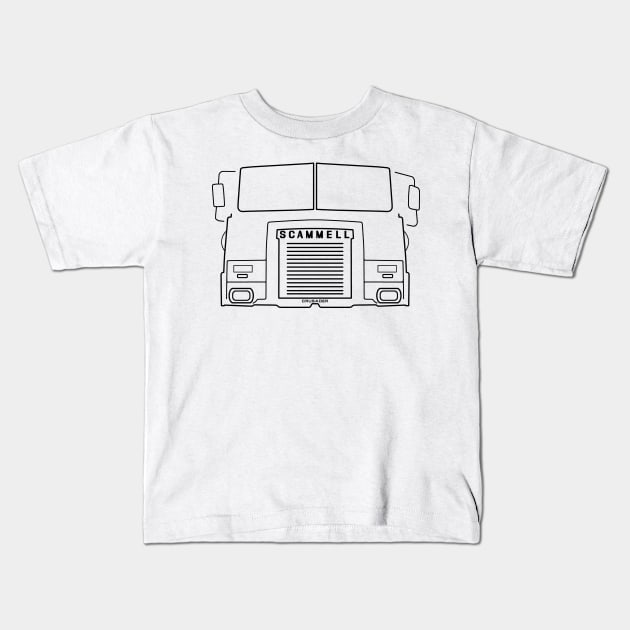 Scammell Crusader classic truck outline black Kids T-Shirt by soitwouldseem
